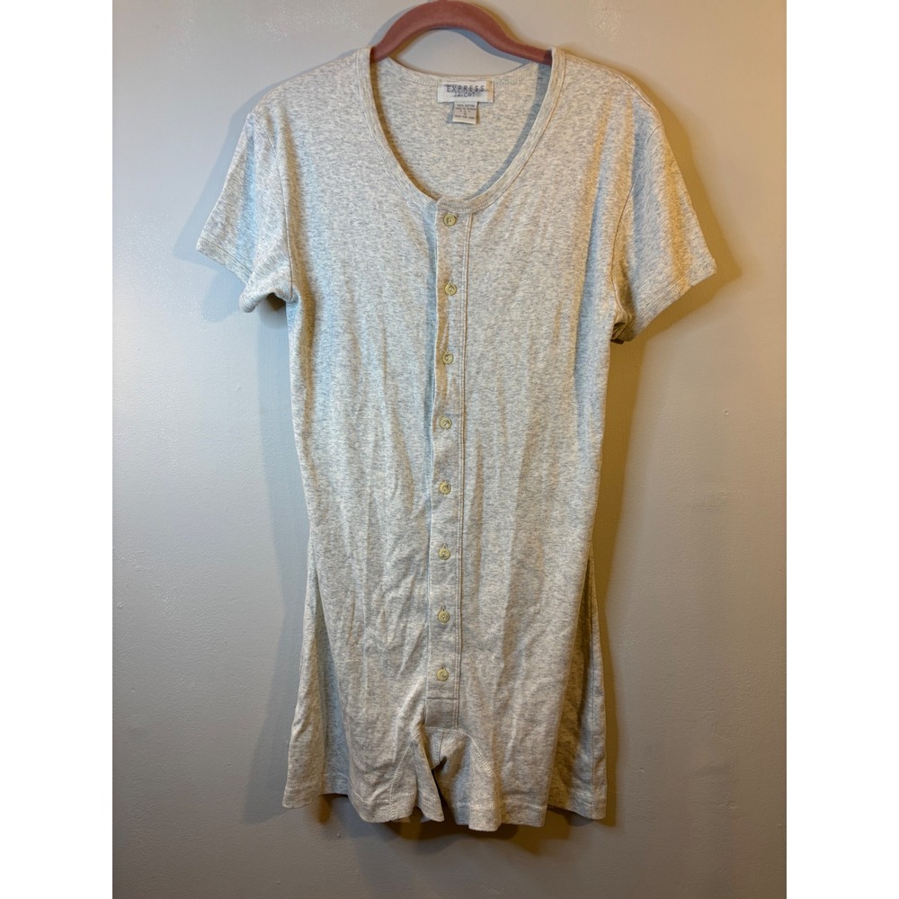 VTG Express Tricot Oatmeal Beige One Piece Romper S 100% Cotton